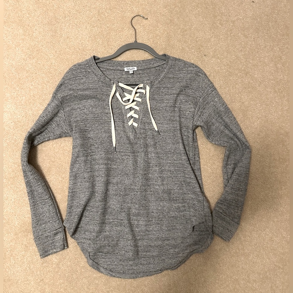 Splendid waffle long sleeve with laces size small